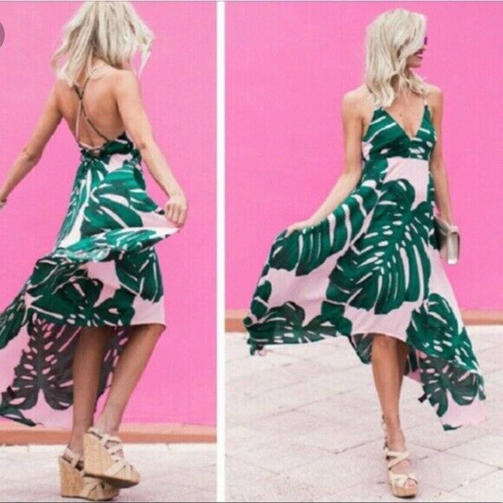 Express Womens Palm Leaf Maxi Dress Size 0 - Picture 1 of 9